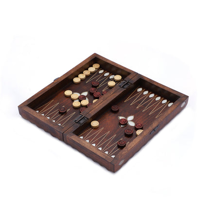 Mini El Yapımı Tavla – Ahşap Seyahat Tipi Set  27 cm