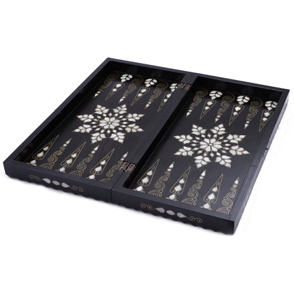 Sedef Kakmalı Tavla – Ahşap El Yapımı Satrançlı Set 50 cm