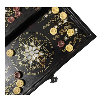 Sedef Kakmalı Deluxe Tavla Seti – Gerçek Sedef İşlemeli Ahşap Tavla 35 cm